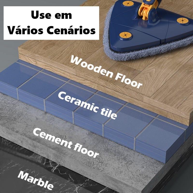 Mop Giratorio Esfregão de Limpeza Triângulo Ajustavél 360º